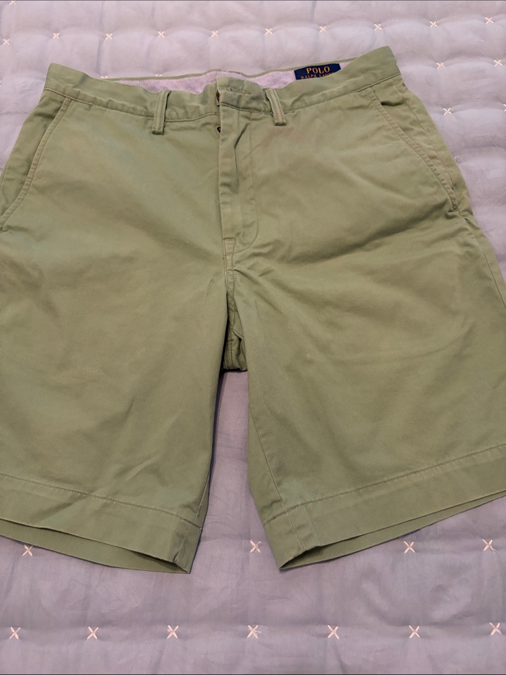 Polo by Ralph Lauren Men’s Light Olive Green Flat-Front Cotton Shorts size 30